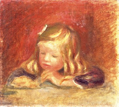 Coco en la mesa (Claude Renoir leyendo) 1905 de Pierre Auguste Renoir